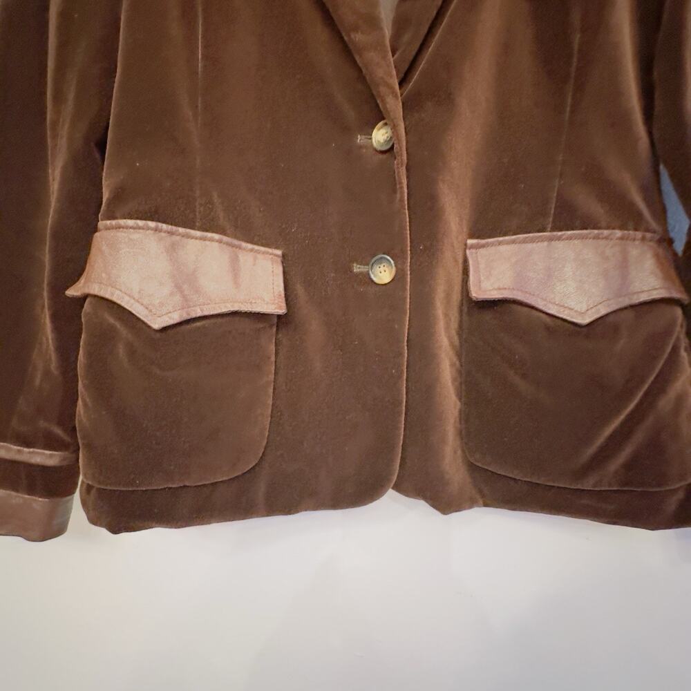 Vintage 1970s Chocolate Brown Velvet Blazer The Fashion Place Sears Roebuck 12 - Picture 3 of 12